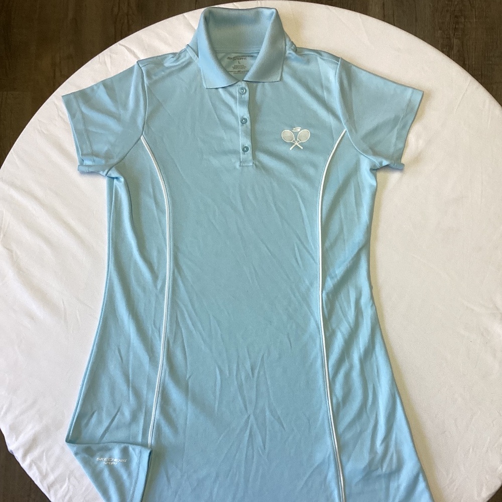 Blue sketchers dress